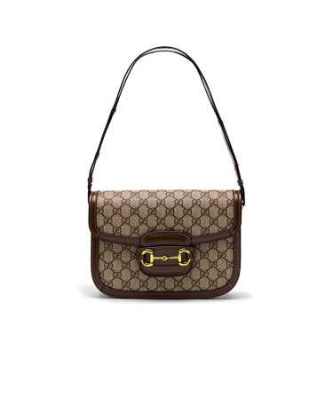 Gucci Horsebit 1955 Shoulder Bag Gray Brown 259635 21DTC 6390