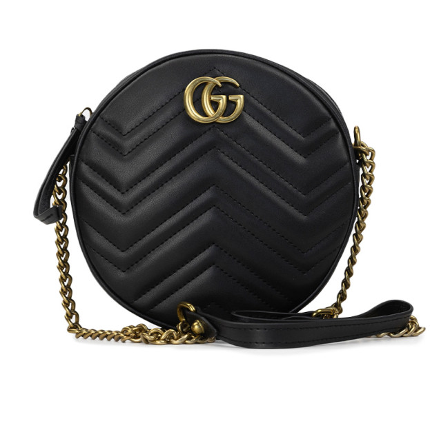 Сумка Gucci Mini Bolso De Hombro Redondo Negro Matelasse GG Marmont 186070 MBDHR 8690