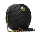 Сумка Gucci Mini Bolso De Hombro Redondo Negro Matelasse GG Marmont 186070 MBDHR 8690