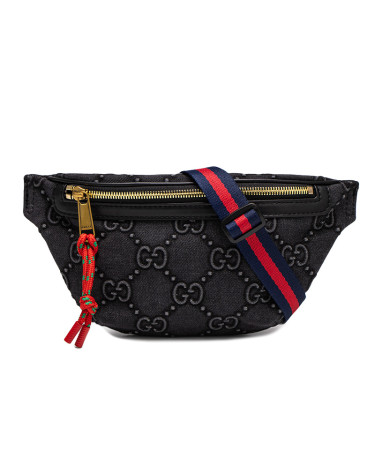 Gucci GG Denim Belt Bag Black 574968 20404 G0299
