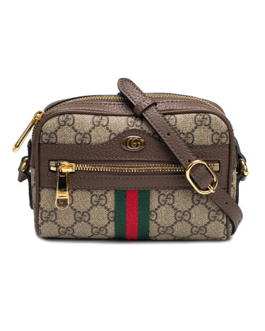 Gucci Beige Ebony GG Supreme Canvas and Leather Mini Ophidia Crossbody Bag 816357 96IWG 8745