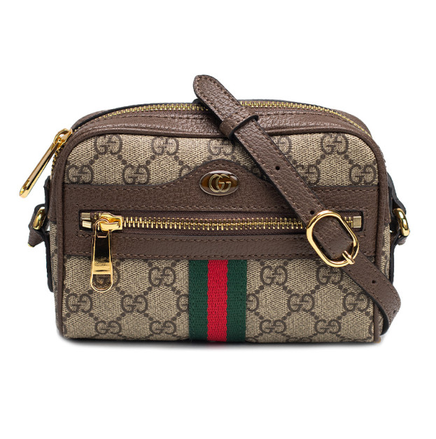Сумка Gucci Beige Ebony GG Supreme Canvas and Leather Mini Ophidia Crossbody Bag 816357 96IWG 8745