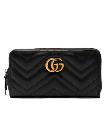 Гаманець Gucci GG Marmont Zip-Around Long Wallet Black Matelasse