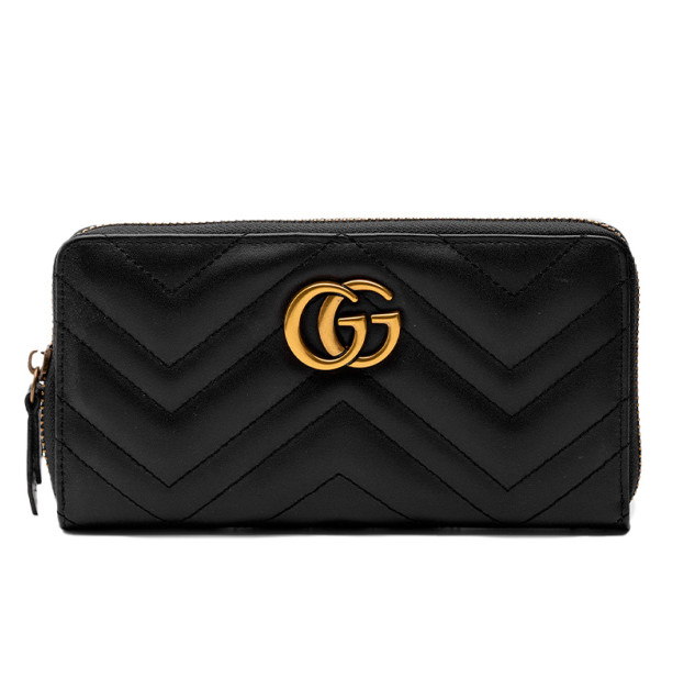Гаманець Gucci GG Marmont Zip-Around Long Wallet Black Matelasse