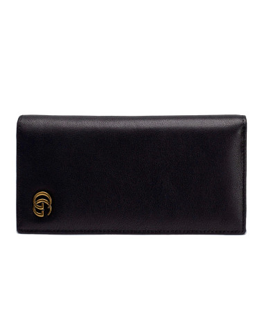 Gucci Marmont G Black Leather Bifold Long Wallet Purse