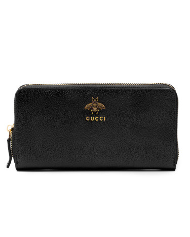 Гаманець Gucci Animalier Leather Zip Around Wallet Black