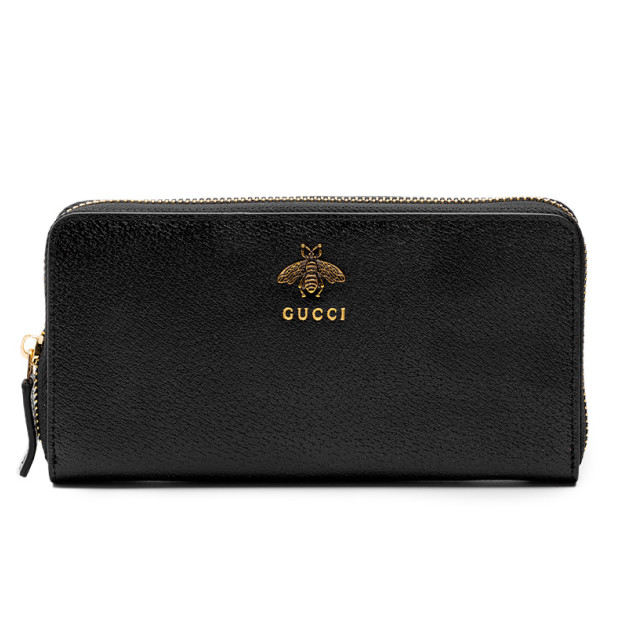Гаманець Gucci Animalier Leather Zip Around Wallet Black